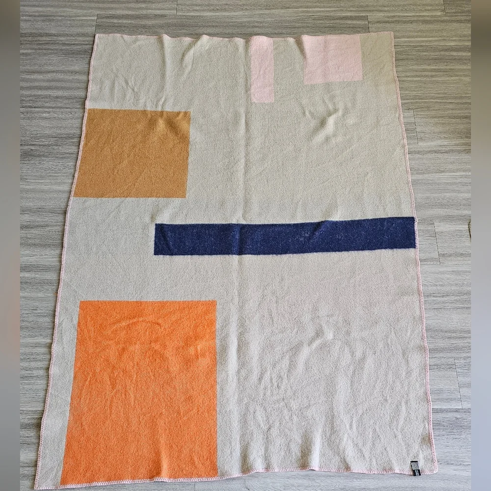 Bauhaused 2 Wool Blanket - Orange, Pink & Blue